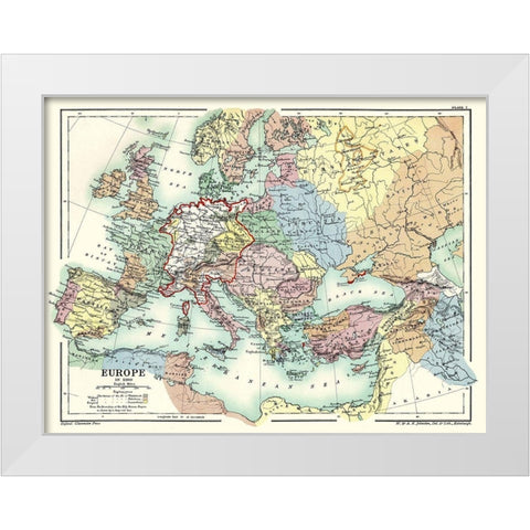 Europe 1360 - Poole 1902 White Modern Wood Framed Art Print by Poole