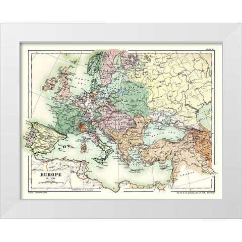 Europe 1740 - Poole 1902 White Modern Wood Framed Art Print by Poole