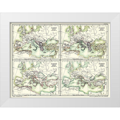 Europe 565 AD-720 AD - Poole 1902 White Modern Wood Framed Art Print by Poole