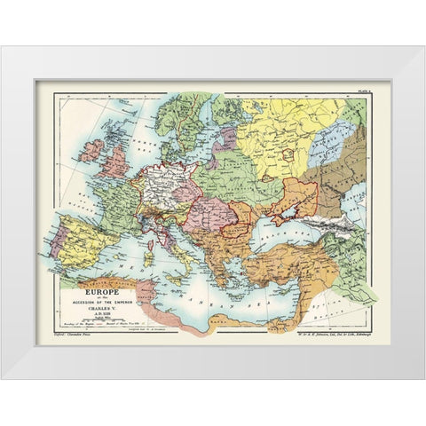 Europe Charles V 1519 AD - Poole 1902 White Modern Wood Framed Art Print by Poole