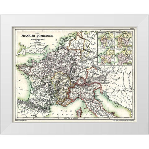 Europe Frankish Dominions Merovingian 486-768 White Modern Wood Framed Art Print by Poole