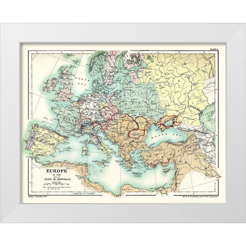 Europe 1648 Peace of Westphalia - Poole 1902 White Modern Wood Framed Art Print by Poole