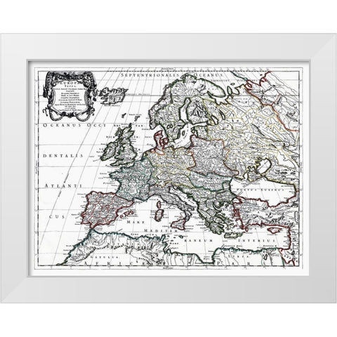 Europe - Sanson 1641 White Modern Wood Framed Art Print by Sanson