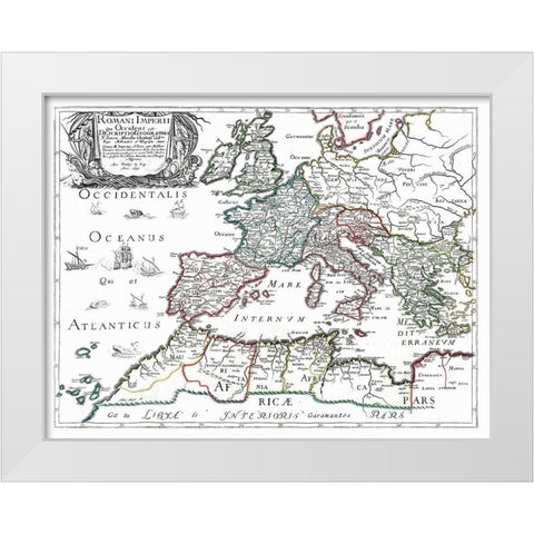 Roman Empire Europe Africa - Sanson 1641 White Modern Wood Framed Art Print by Sanson