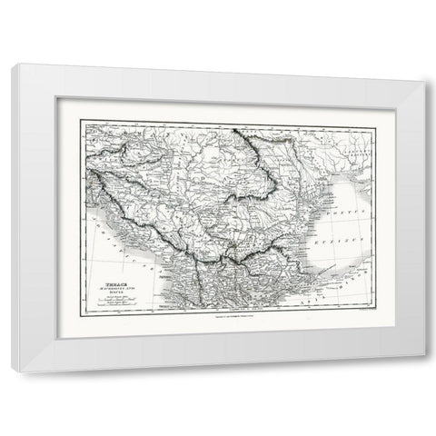 Europe Thrace Dacia Macedonia Greece - Oxford 1828 White Modern Wood Framed Art Print by Oxford