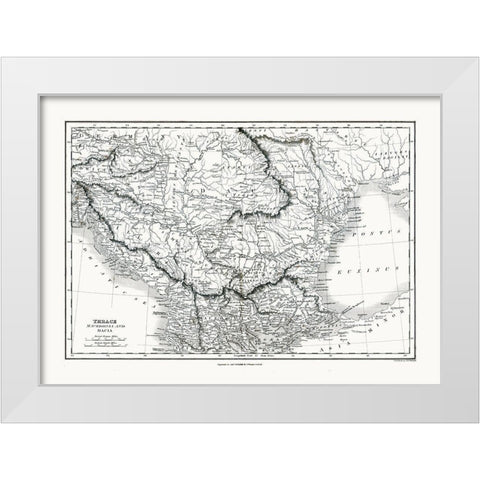 Europe Thrace Dacia Macedonia Greece - Oxford 1828 White Modern Wood Framed Art Print by Oxford