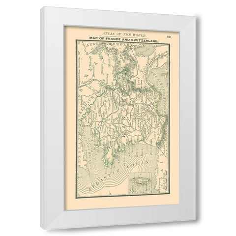 Europe France Switzerland - Alden 1886 White Modern Wood Framed Art Print by Alden