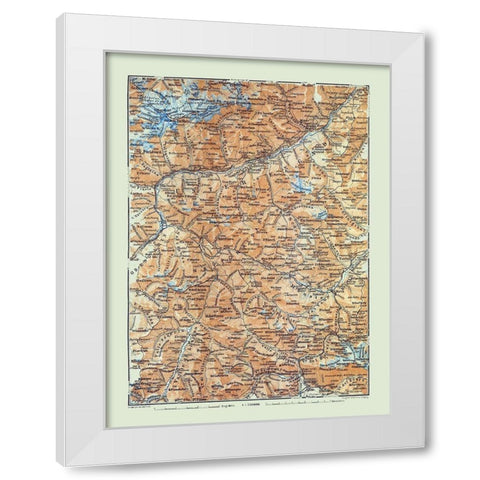 Europe Unter Engadin Switzerland Italy White Modern Wood Framed Art Print by Baedeker