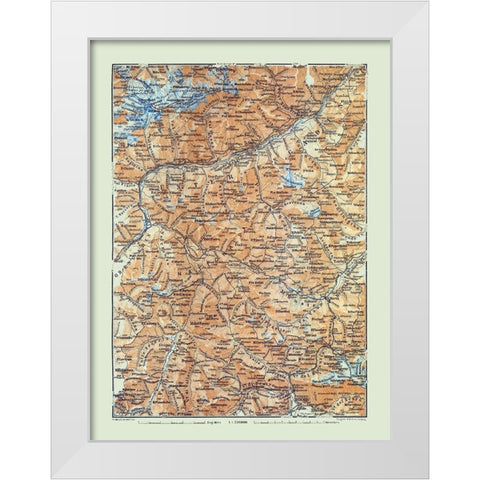 Europe Unter Engadin Switzerland Italy White Modern Wood Framed Art Print by Baedeker