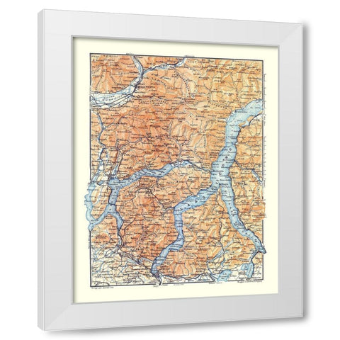 Europe Lake Como Switzerland Italy - Baedeker 1921 White Modern Wood Framed Art Print by Baedeker