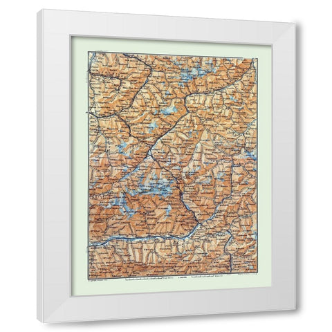 Europe Ber Engadin Region Switzerland Italy White Modern Wood Framed Art Print by Baedeker