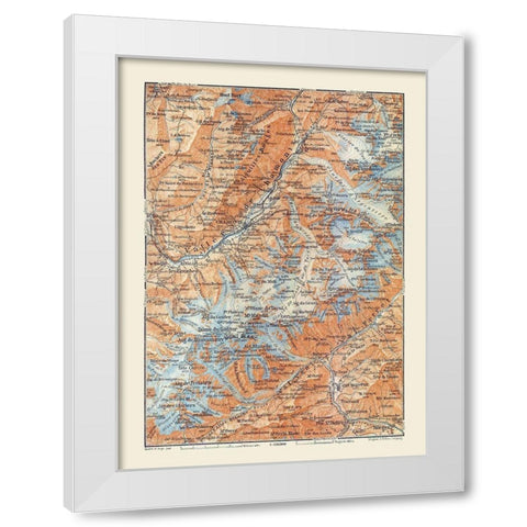 Europe Vallee de Chamonix France Italy White Modern Wood Framed Art Print by Baedeker