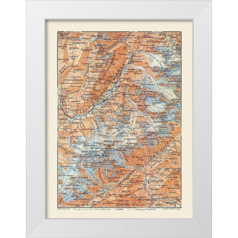 Europe Vallee de Chamonix France Italy White Modern Wood Framed Art Print by Baedeker