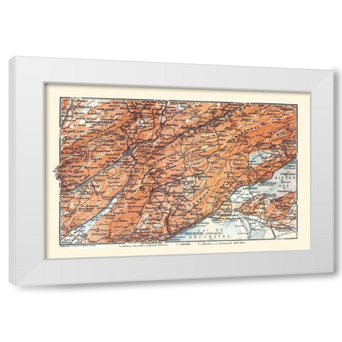 Europe Val de Ruz Region France Switzerland White Modern Wood Framed Art Print by Baedeker