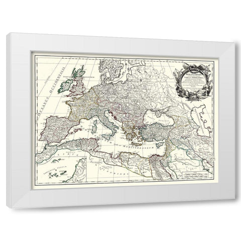 Roman Empire Europe - Vaugondy 1757 White Modern Wood Framed Art Print by Vaugondy