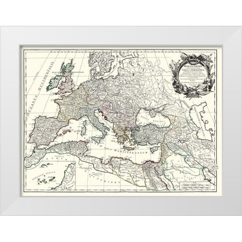 Roman Empire Europe - Vaugondy 1757 White Modern Wood Framed Art Print by Vaugondy