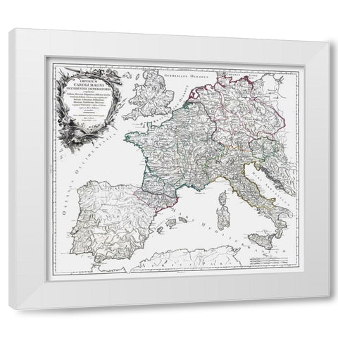 Charlemagne Empire Europe - Vaugondy 1757 White Modern Wood Framed Art Print by Vaugondy