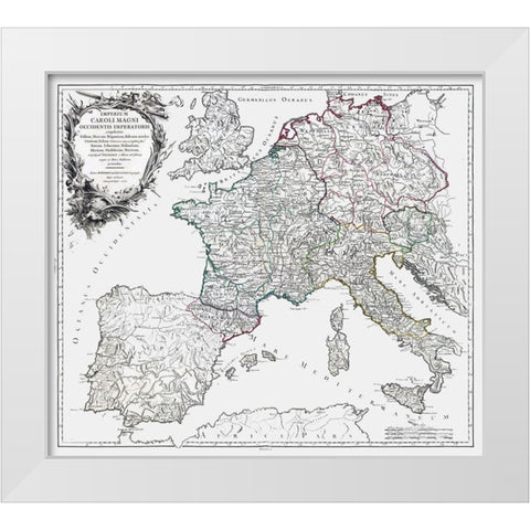 Charlemagne Empire Europe - Vaugondy 1757 White Modern Wood Framed Art Print by Vaugondy