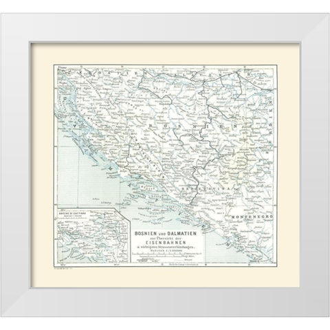 Europe Bosnia Dalmatia - Baedeker 1896 White Modern Wood Framed Art Print by Baedeker