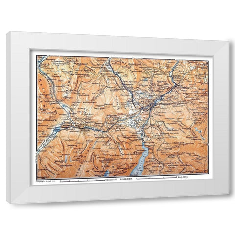 Europe Mountains Germany Austria - Baedeker 1914 White Modern Wood Framed Art Print by Baedeker