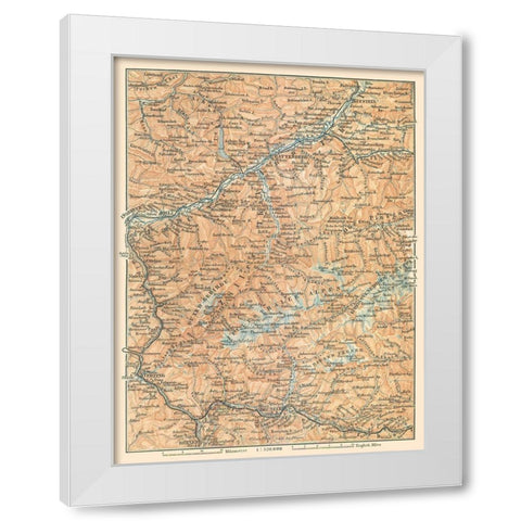 Europe Mountains Austria Italy - Baedeker 1896 White Modern Wood Framed Art Print by Baedeker