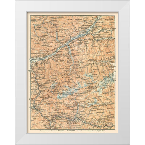 Europe Mountains Austria Italy - Baedeker 1896 White Modern Wood Framed Art Print by Baedeker