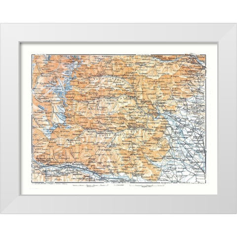 Europe Lanza Region France Italy - Bertarelli 1914 White Modern Wood Framed Art Print by Bertarelli