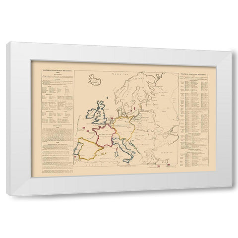 Europe - Le Sage 1801 White Modern Wood Framed Art Print by Le Sage
