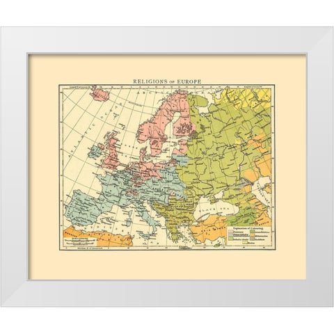 Europe Religions - Cassell 1893 White Modern Wood Framed Art Print by Cassell
