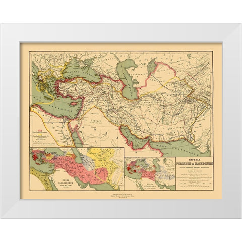 Europe Persian Macedonian Empires - Kiepert White Modern Wood Framed Art Print by Kiepert