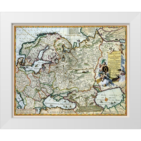 Europe Scandinavia Russia - Visscher 1681 White Modern Wood Framed Art Print by Visscher