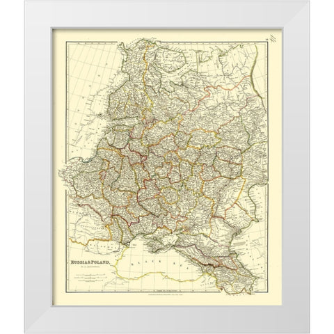 Europe Russia Poland - Arrowsmith 1832 White Modern Wood Framed Art Print by Arrowsmith