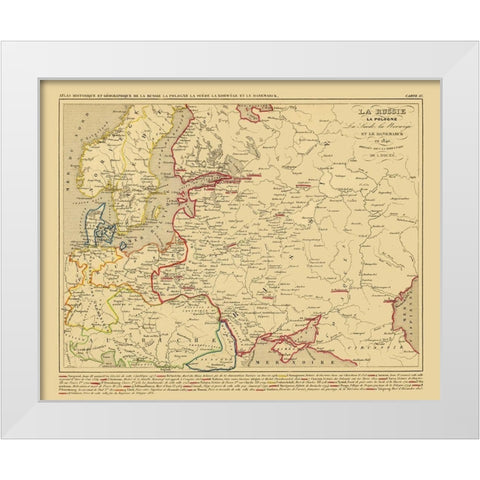 Europe Russia Poland Scandinavia - Houze 1840 White Modern Wood Framed Art Print by Houze