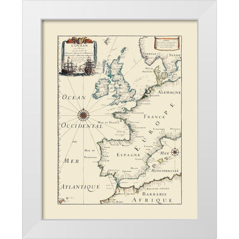 Atlantic Ocean Europe - Roy 1666 White Modern Wood Framed Art Print by Roy