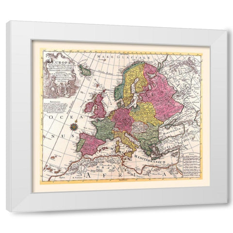 Europe - De Lisle 1787 White Modern Wood Framed Art Print by De L''isle