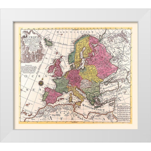 Europe - De Lisle 1787 White Modern Wood Framed Art Print by De L''isle