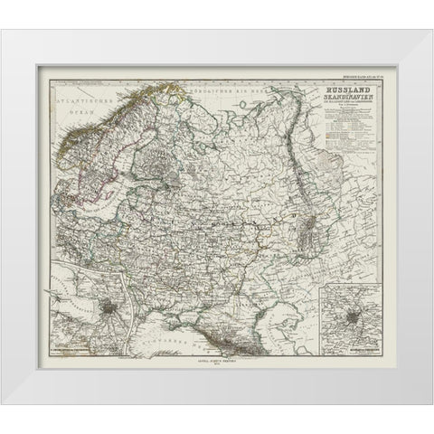 Europe Western Russian Scandinavia - Perthes 1873 White Modern Wood Framed Art Print by Perthes