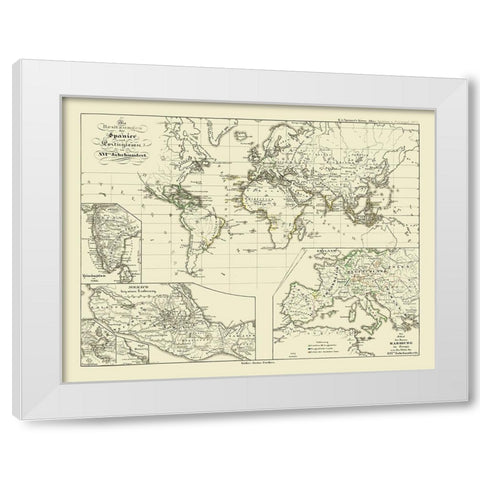 Spain Portugal 16 Century - Perthes White Modern Wood Framed Art Print by Perthes