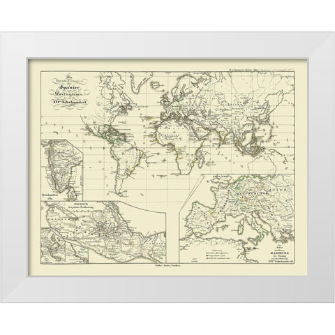 Spain Portugal 16 Century - Perthes White Modern Wood Framed Art Print by Perthes