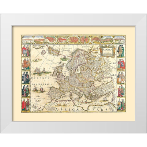 Europe - Blaeu 1665 White Modern Wood Framed Art Print by Blaeu