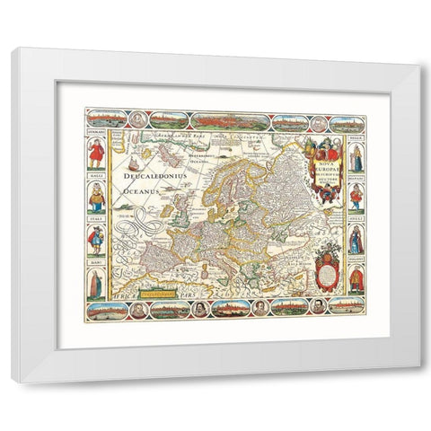 Europe - Visscher White Modern Wood Framed Art Print by Visscher
