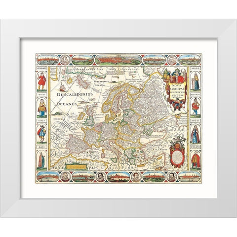 Europe - Visscher White Modern Wood Framed Art Print by Visscher