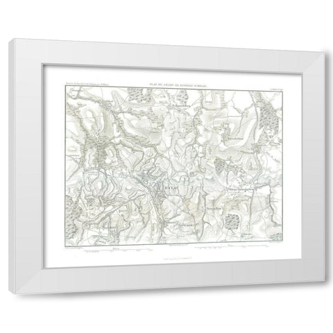 Battle of Eylau, Field Plan - Thiers 1866 White Modern Wood Framed Art Print by Unknown