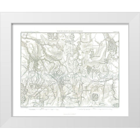 Battle of Eylau, Field Plan - Thiers 1866 White Modern Wood Framed Art Print by Unknown