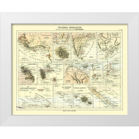 French Colonies - Cortambert 1880 White Modern Wood Framed Art Print by Cortambert