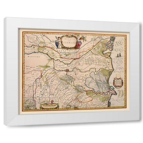 Ferrara Region Italy - Blaeu 1640 White Modern Wood Framed Art Print by Blaeu