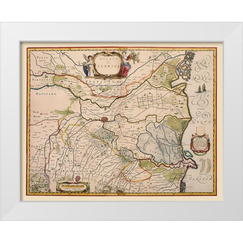 Ferrara Region Italy - Blaeu 1640 White Modern Wood Framed Art Print by Blaeu