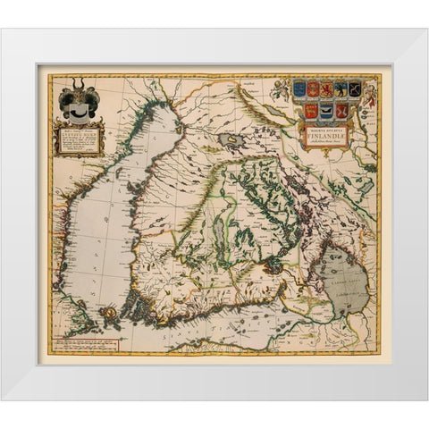 Scandinavia Finland - Blaeu 1662 White Modern Wood Framed Art Print by Blaeu