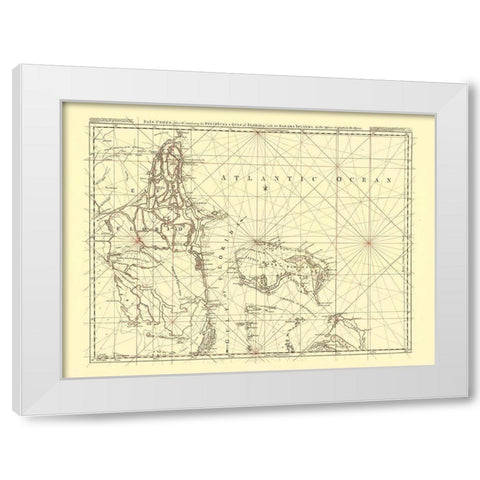 Florida Peninsula Gulf of Florida Bahamas US White Modern Wood Framed Art Print by Jefferys