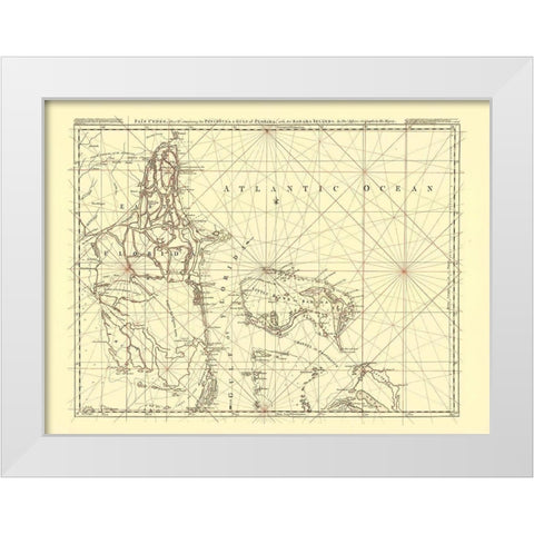 Florida Peninsula Gulf of Florida Bahamas US White Modern Wood Framed Art Print by Jefferys